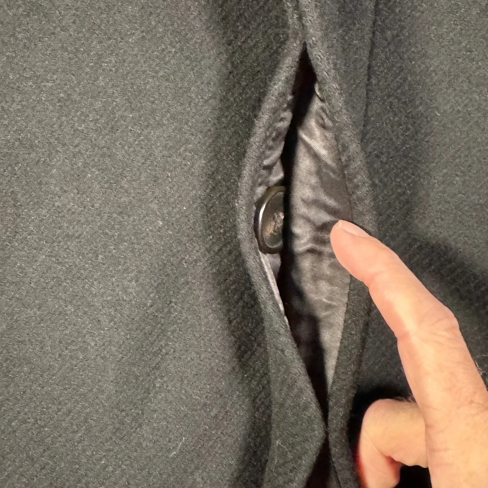 Theory Coat Mens S Black Melton Wool Cashmere Belvin Overcoat